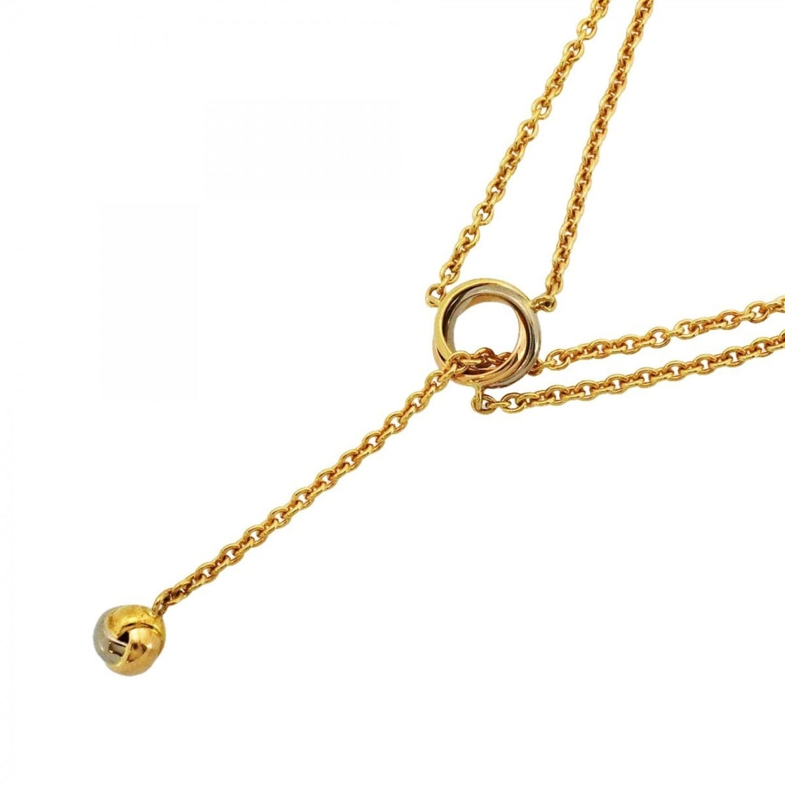 Cartier Baby Trinity Pampille necklace, available in 18K yellow gold, white and pink gold (women's). (1 of 10)