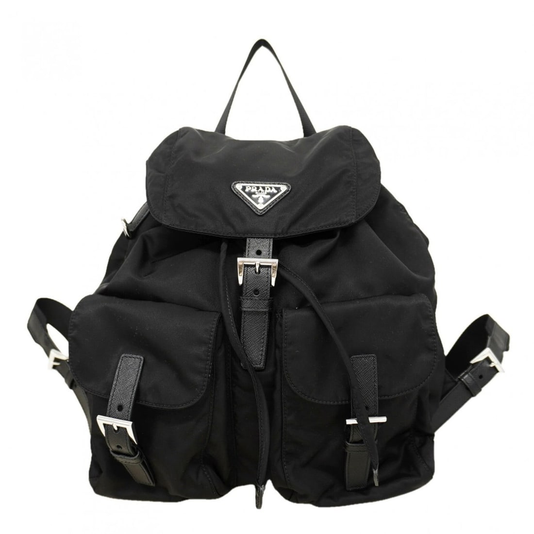 Prada Tessuto Nylon Backpack/Daypack, Black, Women's: --- Catalog ---Category: SizeSize (HxWxD): 31cm x 30cm x 15cm / 12.2'' x 11.81'' x 5.9''Category: DesignType: BackpackColor: BlackGender: WomenMaterial: Nylon Hardware Color: SilverCategory: GeneralBr