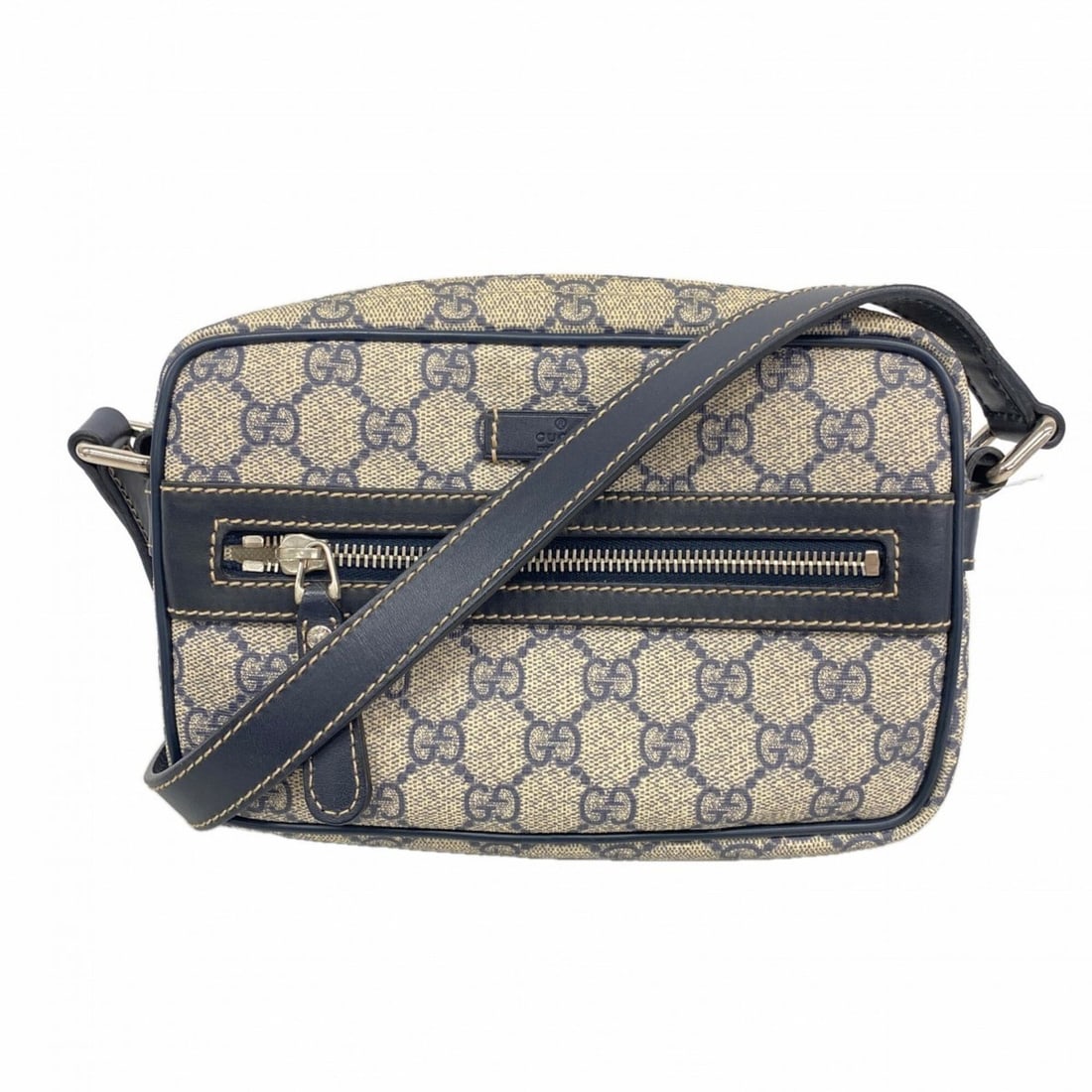Gucci GG Supreme Shoulder Bag 201447 Navy Women's: --- Catalog ---Category: SizeSize (HxWxD): 13cm x 20cm x 5.5cm / 5.11'' x 7.87'' x 2.16''Category: DesignType: Shoulder bagColor: NavyGender: WomenMaterial: PVC Hardware Color: SilverCategory: General