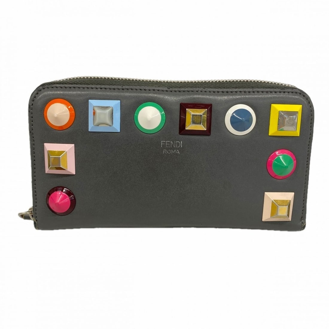 Fendi long leather wallet, gray, for women: --- Catalog ---Category: SizeSize (HxWxD): 10.5cm x 18.5cm x 2cm / 4.13'' x 7.28'' x 0.78''Category: DesignType: Long wallet (bi-fold)Color: GrayGender: WomenMaterial: Leather Category: GeneralBrand: 