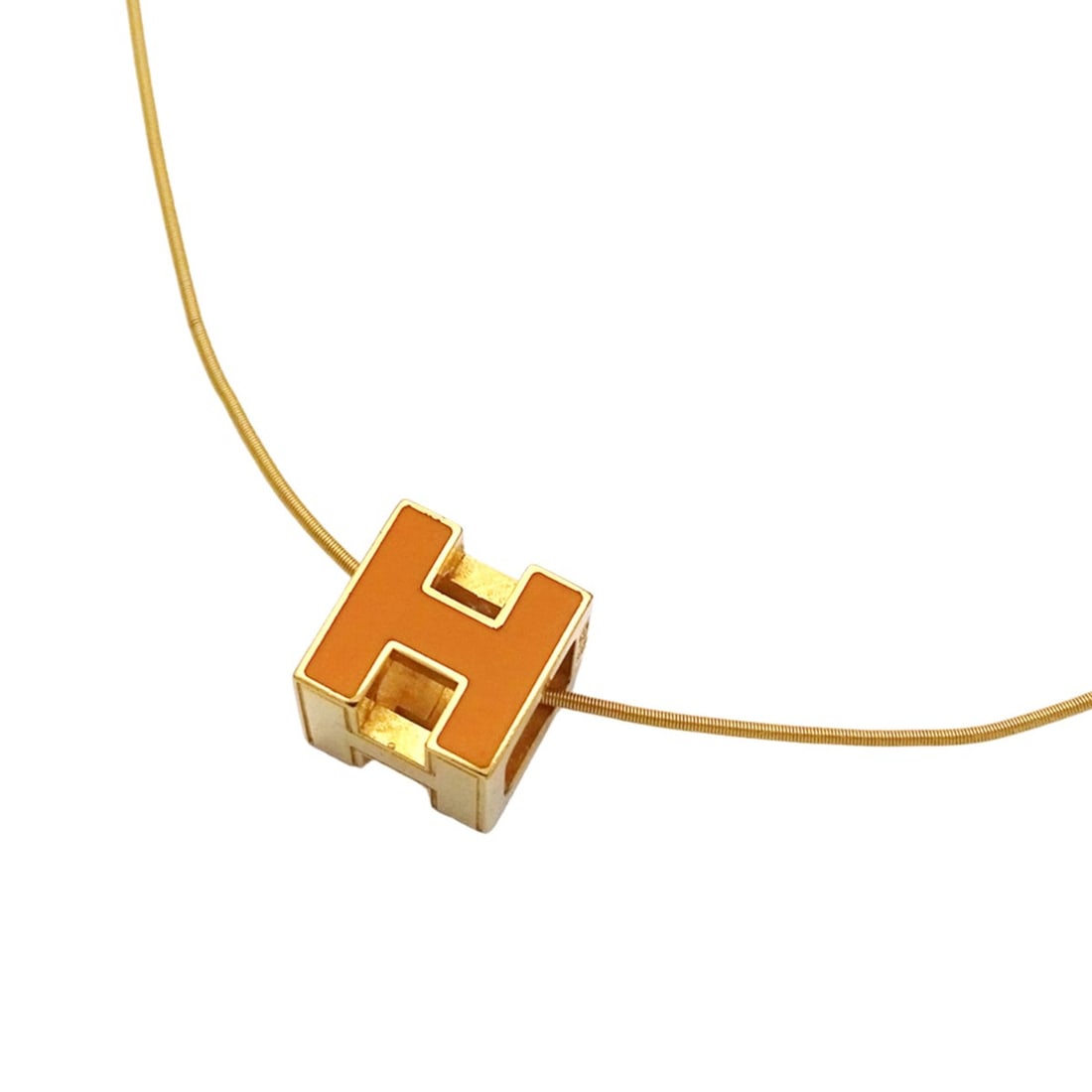 Hermes HERMES Necklace Cage d'H H Cube Women's Brand Metal Orange Gold Pendant: --- Catalog ---Category: SizePendant Size: 12mm x 12mm / 0.47'' x 0.47''Neck Circumference: 43 cm / 16.92''Category: DesignColor: Gold, OrangeGender: WomenMaterial: MetalPendant Type: PendantNecklace 