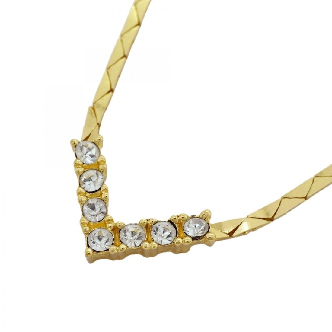 Christian Dior Necklace, GP Plated, Rhinestone, Gold, Women's: --- Catalog ---Category: SizePendant Size: 10.6mm x 17.5mm / 0.41'' x 0.68''Neck Circumference: 38 cm - 46.5 cm / 14.96'' - 18.3''Category: DesignColor: GoldGender: WomenMaterial: Gold plating, Rhines