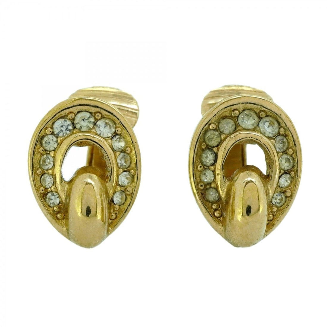 Christian Dior Earrings, GP Plated, Rhinestone, Gold, Women's: --- Catalog ---Category: SizeSize (HxWxD): 14.00mm x 10.30mm / 0.55'' x 0.41''Category: DesignType: Clip earringsColor: GoldGender: WomenMaterial: Gold plating, RhinestoneCategory: GeneralBrand: Chris