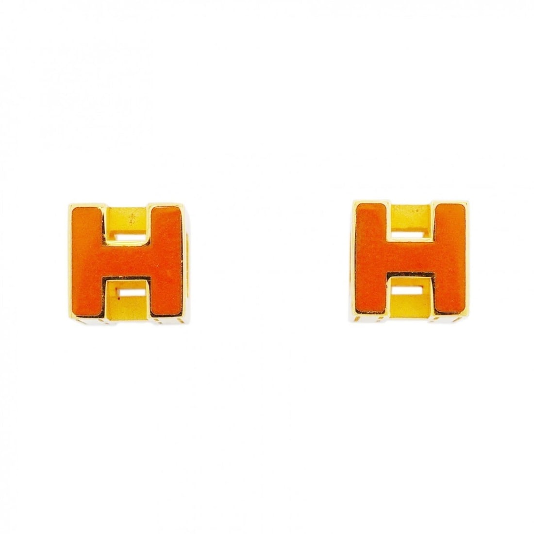 Hermes H-Cube Earrings, GP Plated, Gold, Orange, Women's: --- Catalog ---Category: SizeSize (HxWxD): 7.70mm x 7.70mm / 0.30'' x 0.30''Category: DesignType: Stud earringsColor: Gold, OrangeGender: WomenMaterial: Gold platingCategory: GeneralBrand: Hermes--- I