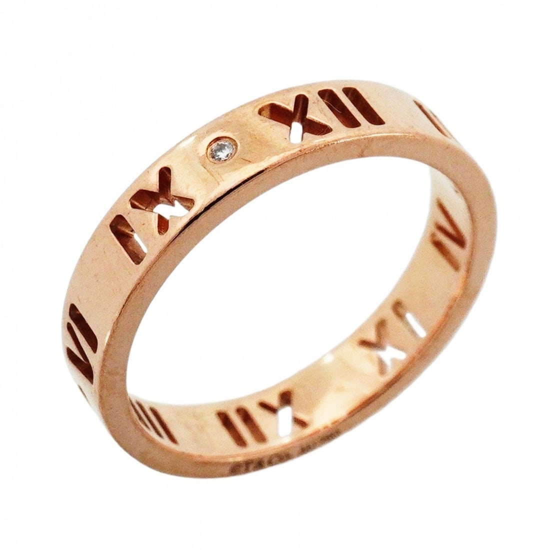 Tiffany & Co. Atlas Pierced Ring, 18K Pink Gold, Diamond, Size 10, Women's (1 of 13)