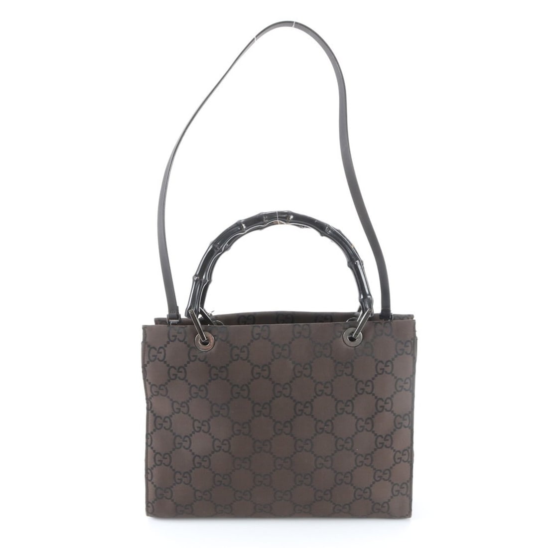 Gucci Bamboo GG Nylon 002 1016 Leather 2-Way Shoulder Bag, Tote Handbag, Brown, Women's (1 of 15)