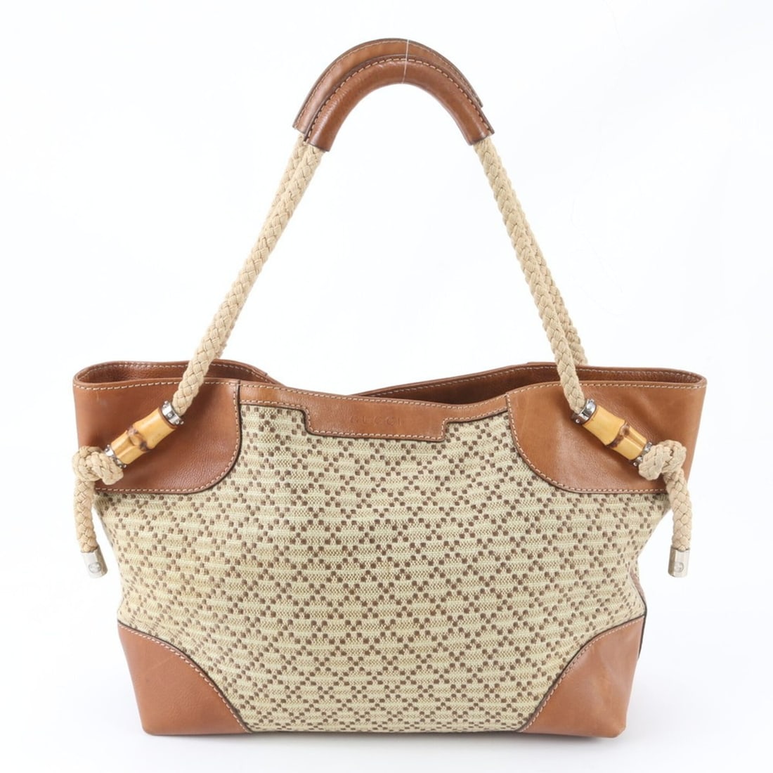 Gucci Diamante Maui 257058 Leather Canvas Tote Handbag Shoulder Bag for Women: --- Catalog ---Category: SizeSize (HxWxD): 26cm x 36cm x 17cm / 10.23'' x 14.17'' x 6.69''Handle Length: 62cm / 24.4''Category: DesignType: HandbagColor: Beige, BrownGender: WomenMaterial: Leather , C