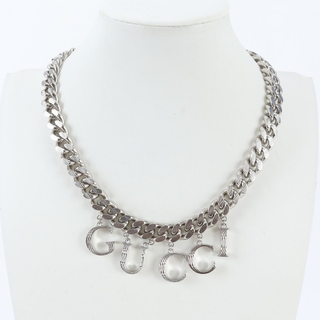 Gucci Script Logo Choker Necklace, Silver, Men's Accessory (1 of 8)