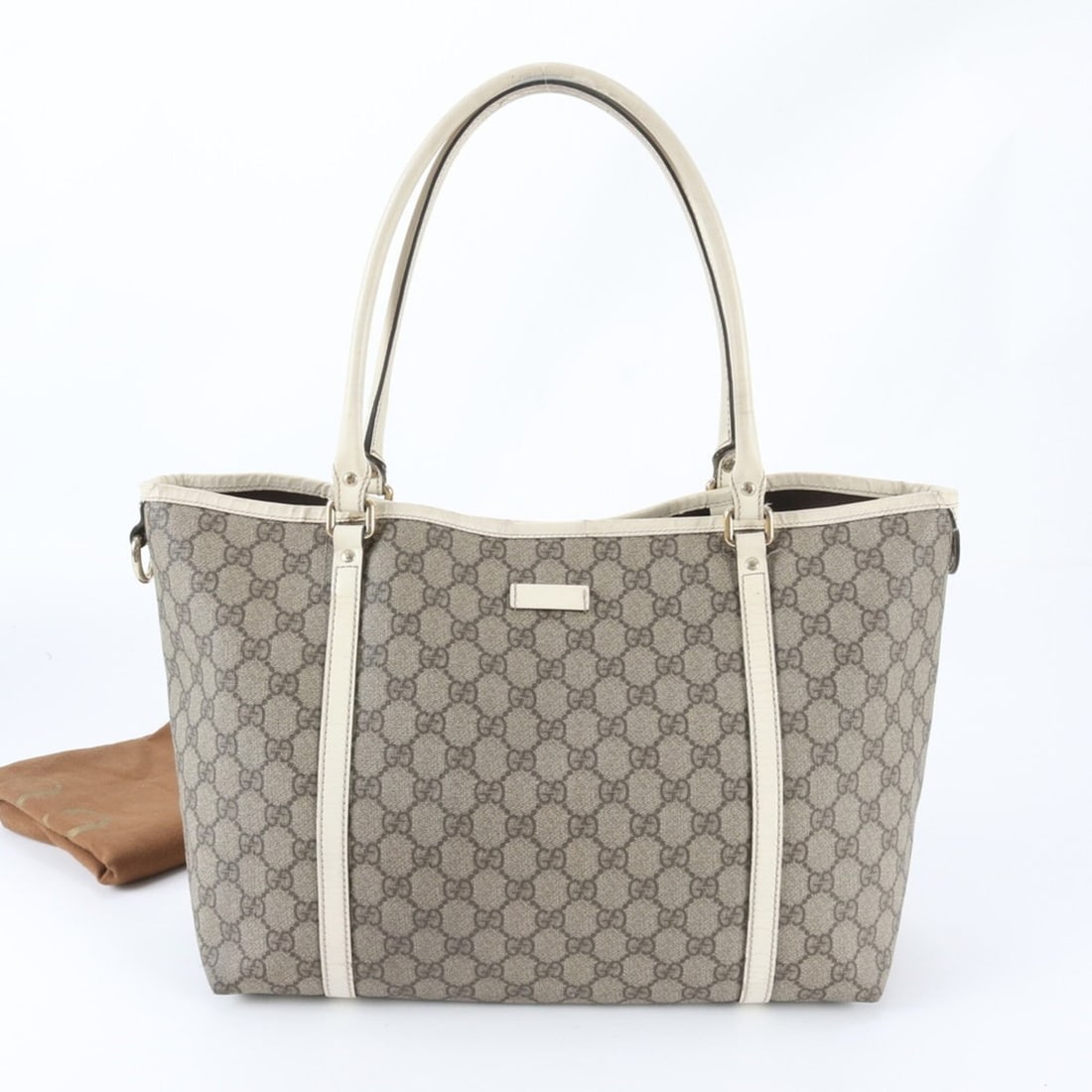 Gucci GG Supreme 197953 Leather Tote Handbag Shoulder Bag for Women: --- Catalog ---Category: SizeSize (HxWxD): 26cm x 34cm x 16cm / 10.23'' x 13.38'' x 6.29''Category: DesignType: Handbag, Shoulder bag, Tote bagColor: BeigeGender: WomenMaterial: Leather , Coated canva