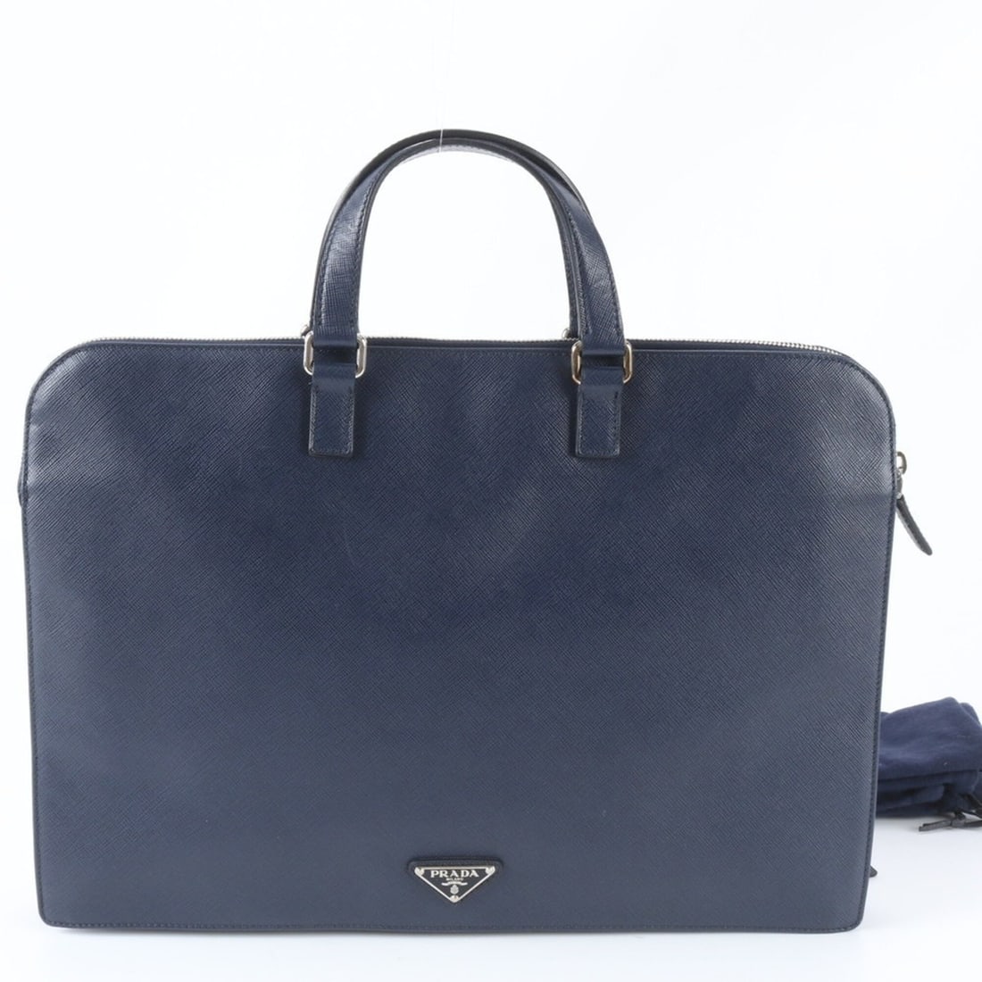 Prada Saffiano Triangle Logo Leather Handbag Tote, Navy, Men's: --- Catalog ---Category: SizeSize (HxWxD): 29cm x 40cm x 7cm / 11.41'' x 15.74'' x 2.75''Category: DesignType: HandbagColor: NavyGender: MenMaterial: Leather Category: GeneralBrand: PradaCountry of Or