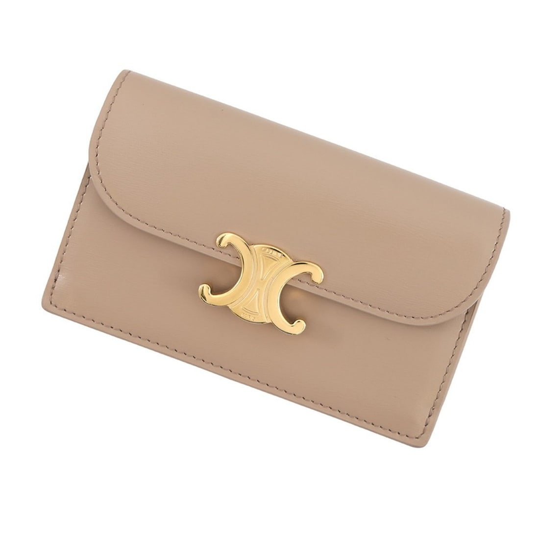 Celine business card holder/card case Triomphe Shiny Calf Leather 10P073DPV CELINE wallet: --- Catalog ---Category: SizeSize (HxWxD): 8cm x 13cm / 3.14'' x 5.11''Category: DesignType: Coin purse/coin caseColor: BeigeGender: WomenMaterial: Leather Category: GeneralMPN: 10P073DPVBrand: Celine
