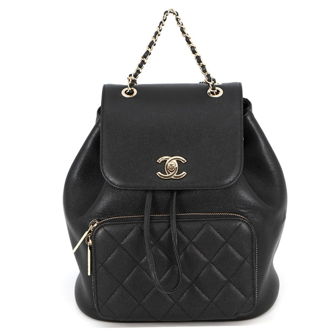 Chanel Matelassé Backpack with Coco Mark, Caviar Leather, A93748, CHANEL Handbag, Backpack, Black,: --- Catalog ---Category: SizeSize (HxWxD): 24cm x 22.5cm x 15cm / 9.44'' x 8.85'' x 5.9''Category: DesignType: Backpack, HandbagColor: BlackGender: WomenMaterial: Grained Calfskin Hardware Color: Cham
