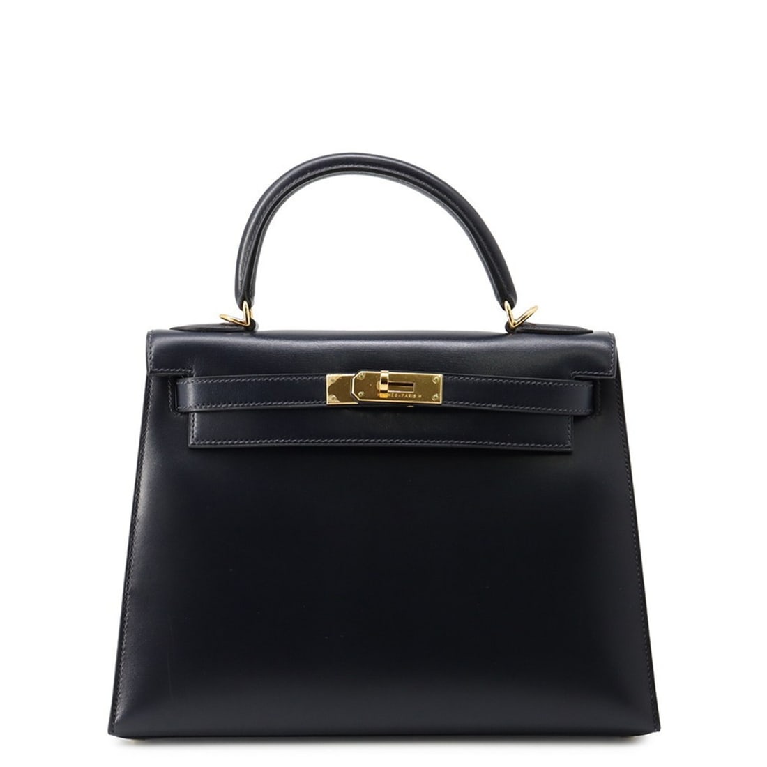 Hermes Kelly 28 handbag, navy box calf leather, ?E stamp, HERMES 2-way bag, Kelly, women's,: --- Catalog ---Category: SizeSize (HxWxD): 20cm x 28cm x 12cm / 7.87'' x 11.02'' x 4.72''Category: DesignType: HandbagColor: NavyGender: WomenMaterial: Box calf leather Category: GeneralBrand: HermesC