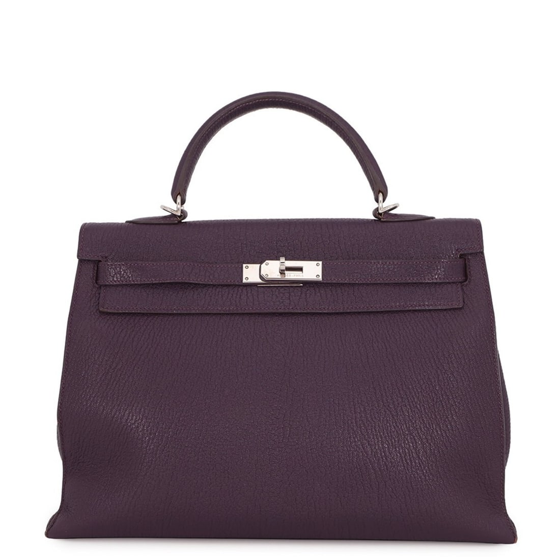Hermes Kelly 35 Handbag, Cassis Chevre Coromandel Leather, ?H Stamp, 2-way Shoulder Bag. Kelly, (1 of 16)