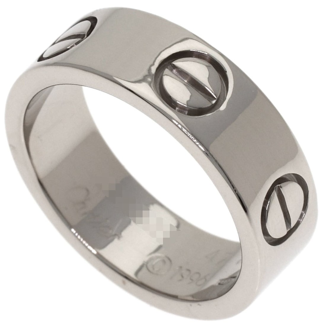 Cartier Love Ring #47, 18K White Gold, Women's: --- Catalog ---Category: SizeJP Size: 7US Size: 4Category: DesignType: Band ringGender: WomenMaterial: White gold (18K)Category: GeneralLine: LoveBrand: Cartier--- Item List ---Section: ConditionRanki