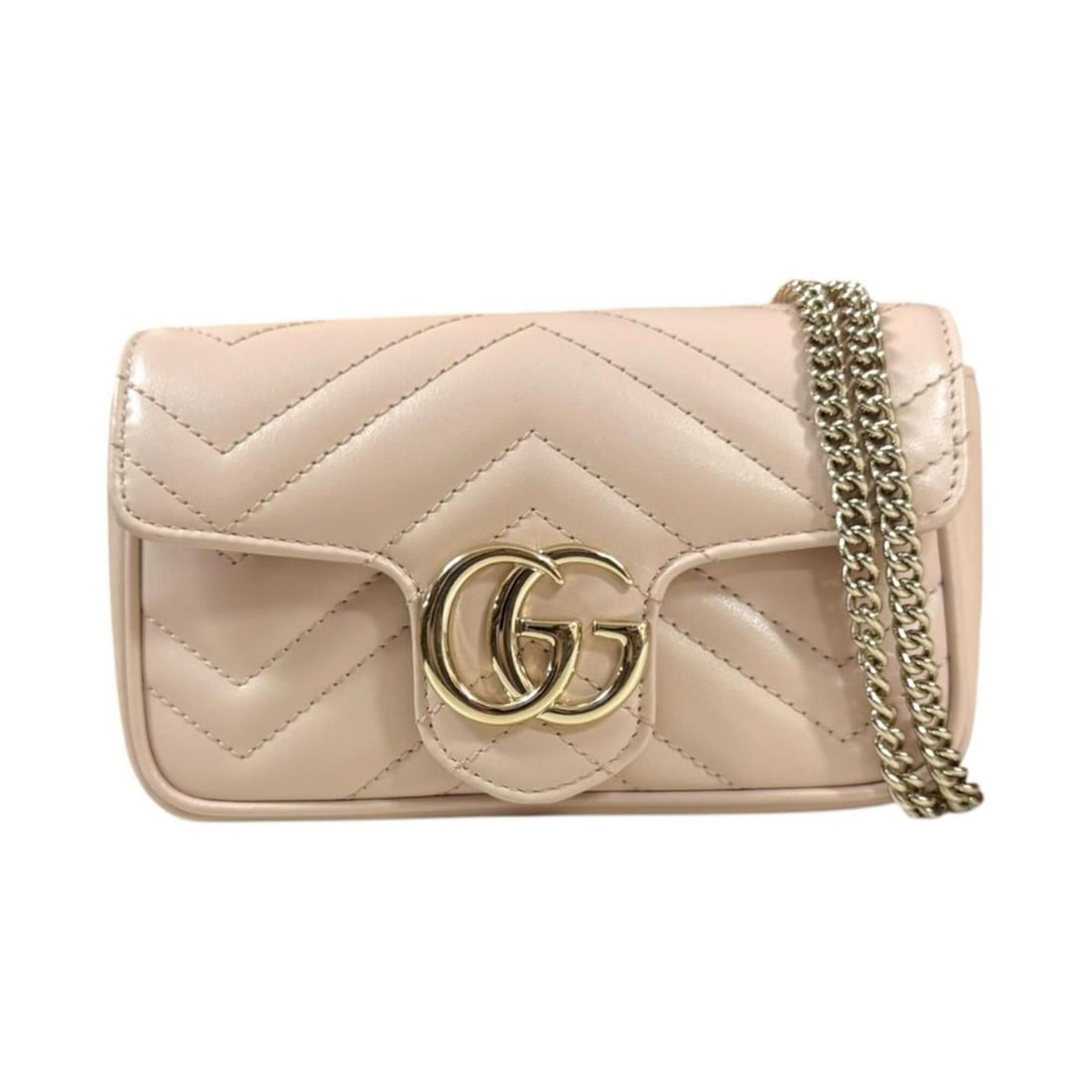 Gucci Quilted Super Mini Bag GG Marmont Shoulder Leather 476433 Pink Women's GUCCI Chain (1 of 10)