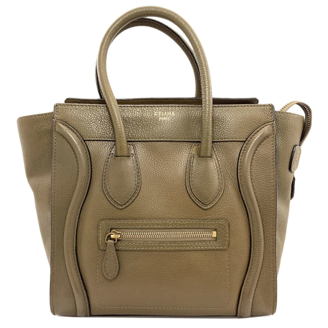 Celine Luggage Micro Handbag, Calfskin, Women's: --- Catalog ---Category: SizeSize (HxWxD): 27cm x 41cm x 13cm / 10.62'' x 16.14'' x 5.11''Category: DesignType: HandbagColor: KhakiGender: WomenMaterial: Leather Leather/Fur Type: CalfskinCategory: Ge