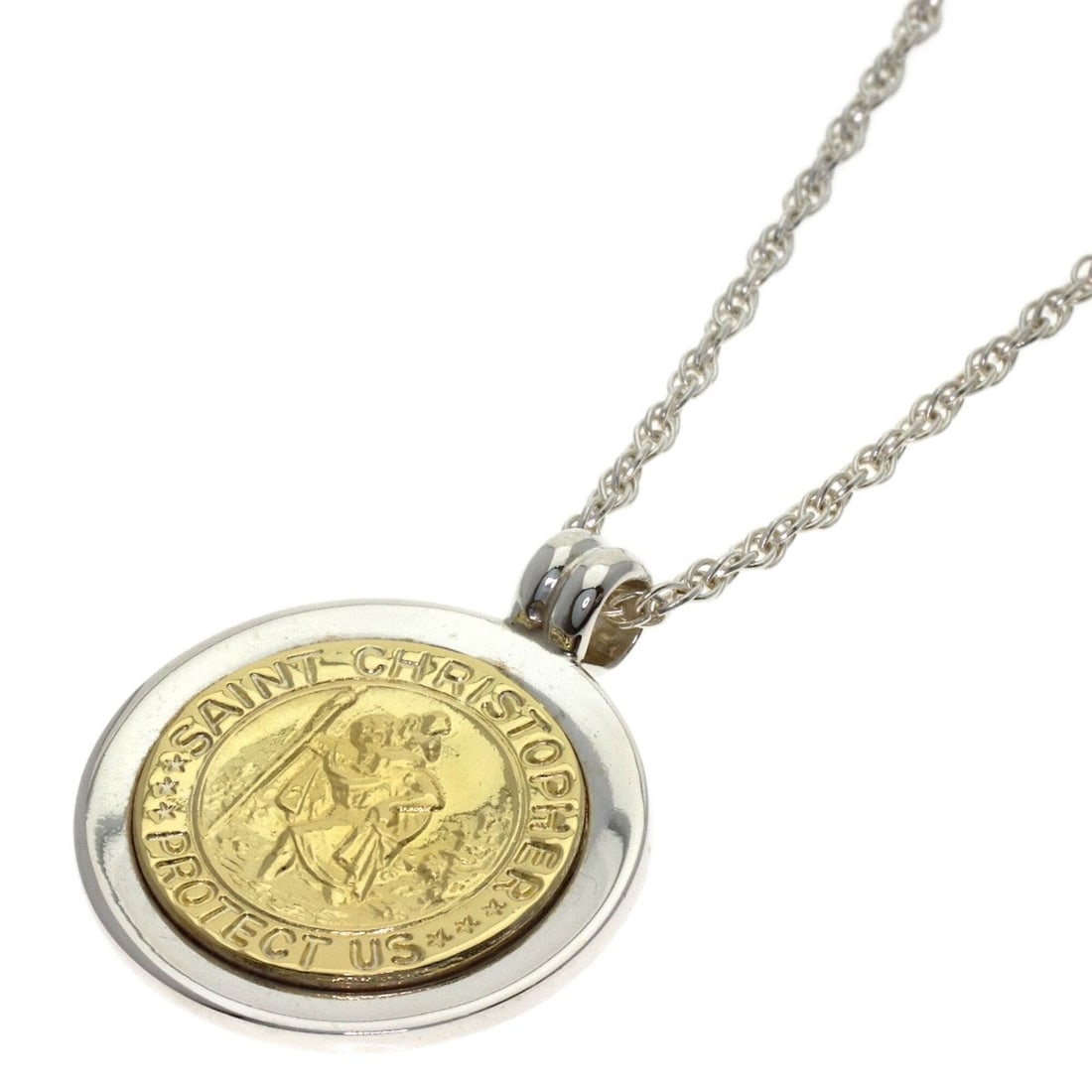 Tiffany & Co. St. Christopher Necklace, 18K Yellow Gold/Silver, Women's. (1 of 7)