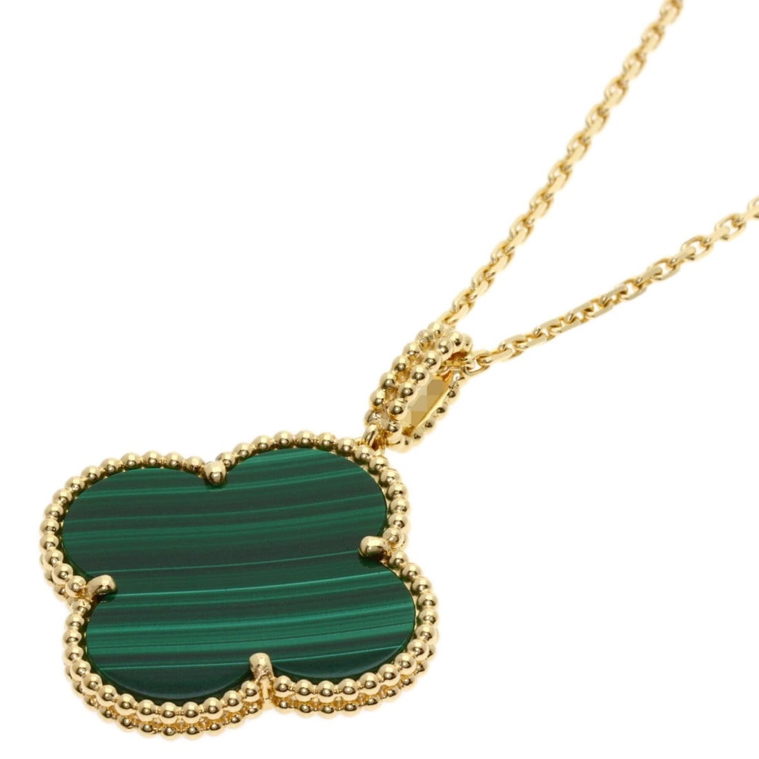 Van Cleef & Arpels Magic Alhambra Malachite Necklace, 18K Yellow Gold, Women's: --- Catalog ---Category: SizePendant Size: 37.5mm x 26.8mm / 1.47'' x 1.05''Neck Circumference: 90 cm / 35.43''Category: DesignGender: WomenMaterial: Yellow gold (18K)Necklace Type: NecklaceCategory: 