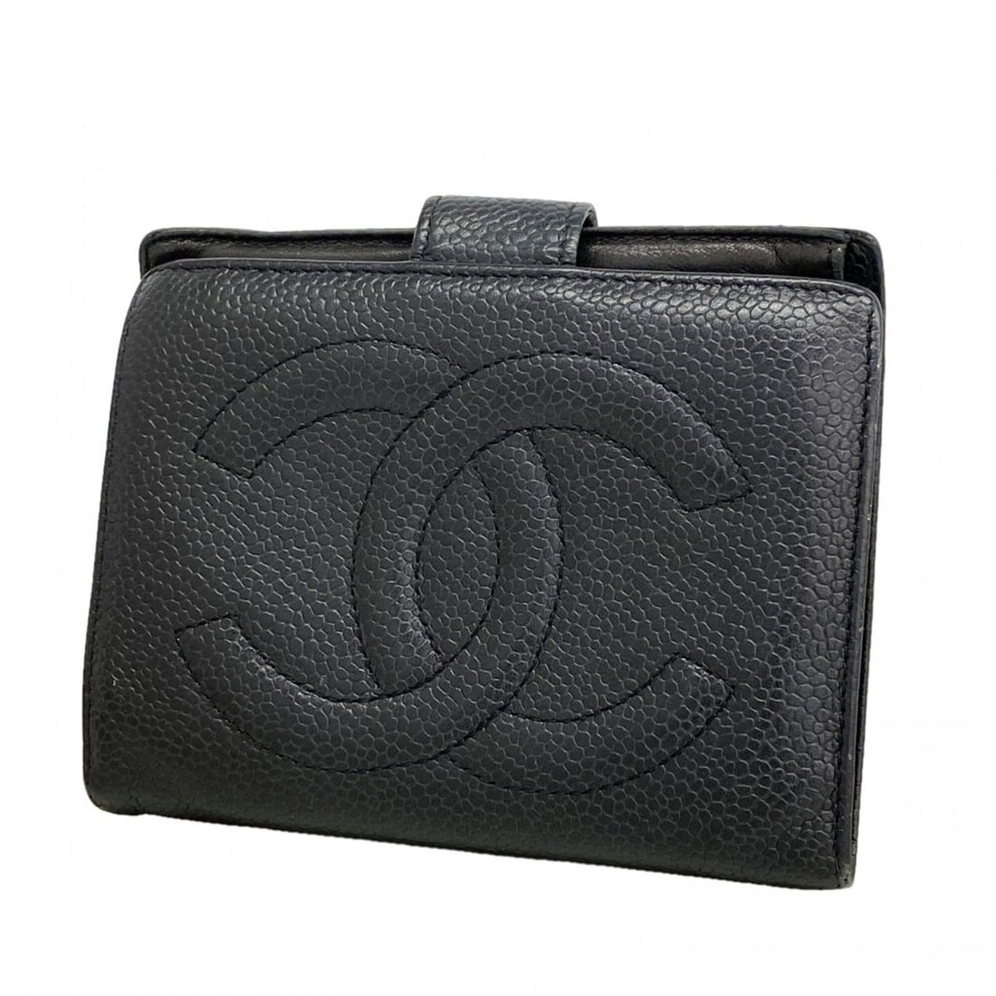 Chanel wallet, caviar leather, black, women's.: --- Catalog ---Category: SizeSize (HxWxD): 9cm x 12cm x 2cm / 3.54'' x 4.72'' x 0.78''Category: DesignType: Wallet (bi-fold)Color: BlackGender: WomenMaterial: Grained Calfskin Category: GeneralBrand: 