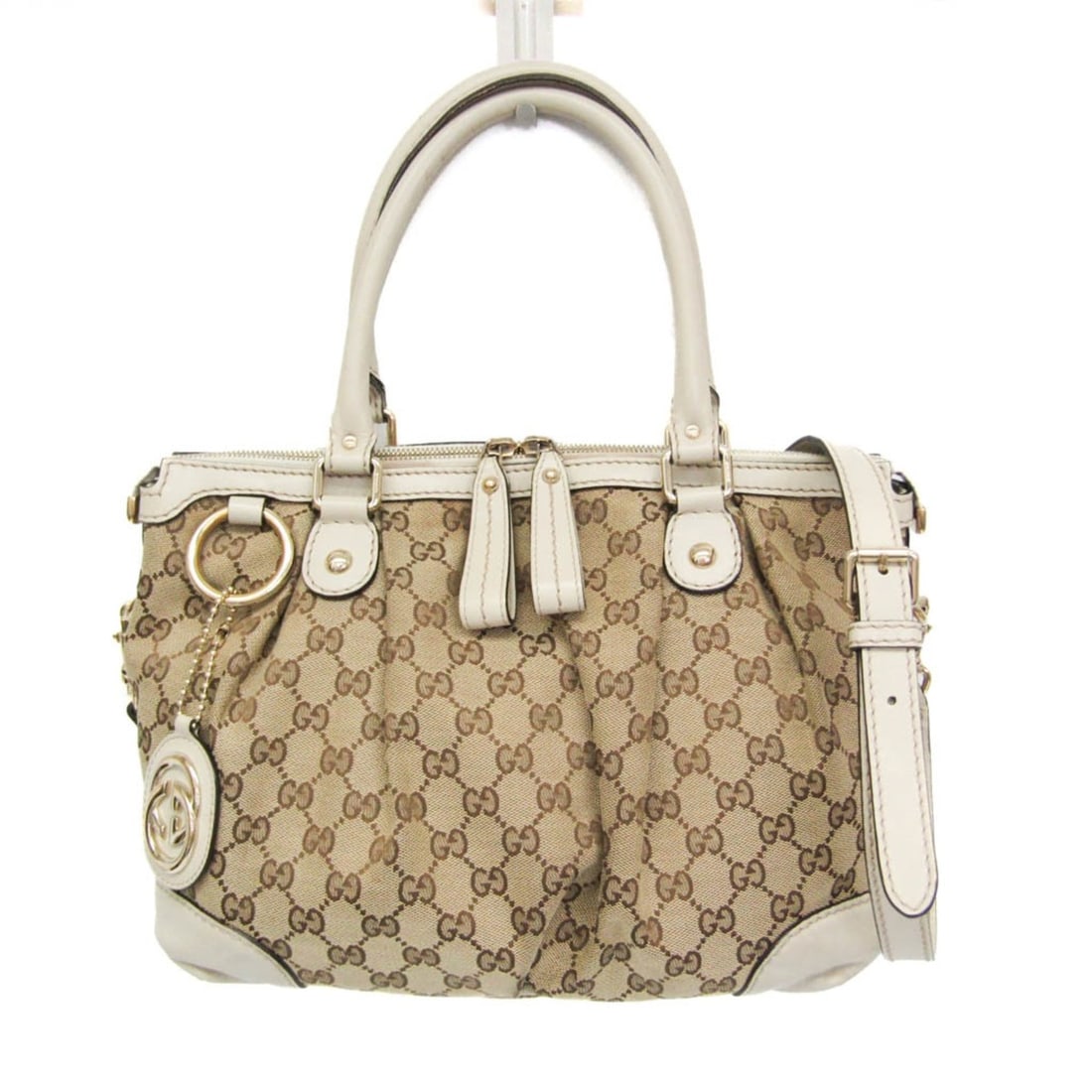 Gucci Sukey 247902 Women's Leather,GG Canvas Handbag,Shoulder Bag Beige,Off-white: --- Catalog ---Category: SizeSize (HxWxD): 23cm x 30cm x 14cm / 9.05'' x 11.81'' x 5.51''Strap Length: 112cm - 117cm / 44.09'' - 46.06''Handle Length: 42cm / 16.53''Category: DesignType: Handbag, Shou