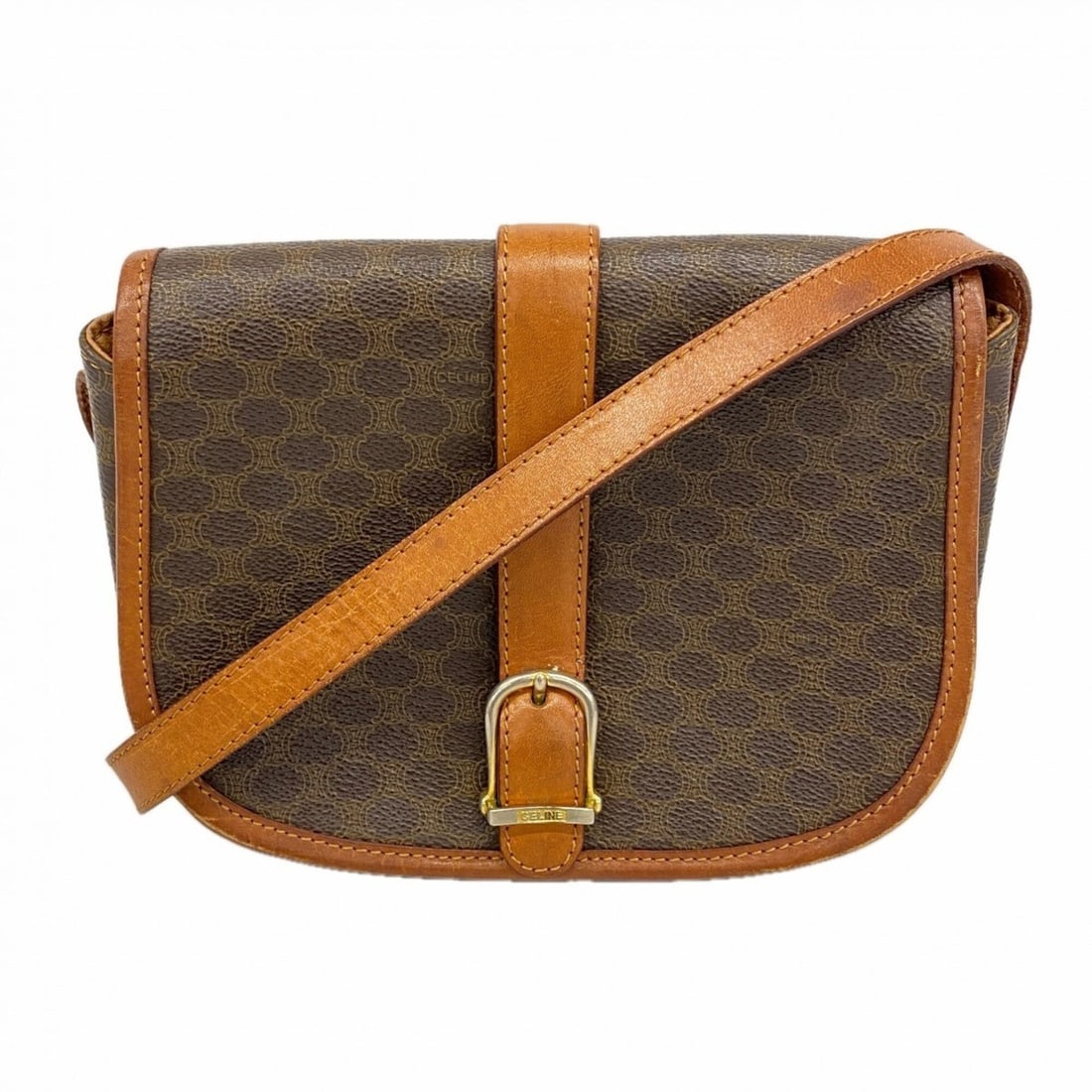Celine Macadam Shoulder Bag, Brown, Women's: --- Catalog ---Category: SizeSize (HxWxD): 17cm x 21cm x 6.5cm / 6.69'' x 8.26'' x 2.55''Category: DesignType: Shoulder bagColor: BrownGender: WomenMaterial: PVC Hardware Color: GoldCategory: GeneralB