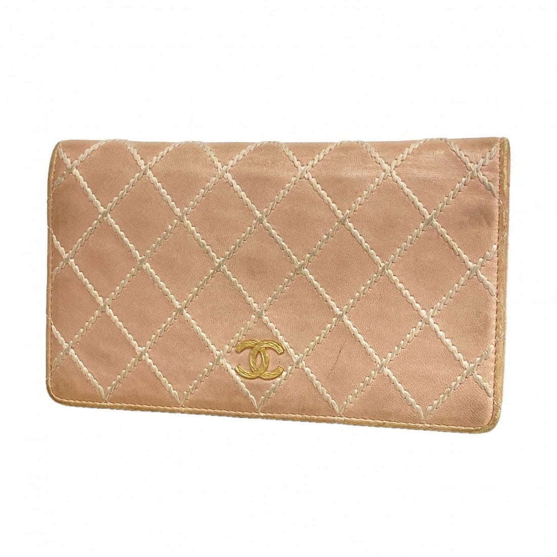 Chanel Long Wallet, Wild Stitch, Lambskin, Pink Champagne, Women's: --- Catalog ---Category: SizeSize (HxWxD): 11cm x 18cm x 2cm / 4.33'' x 7.08'' x 0.78''Category: DesignType: Long wallet (bi-fold)Color: PinkGender: WomenMaterial: Leather Leather/Fur Type: LambskinCa