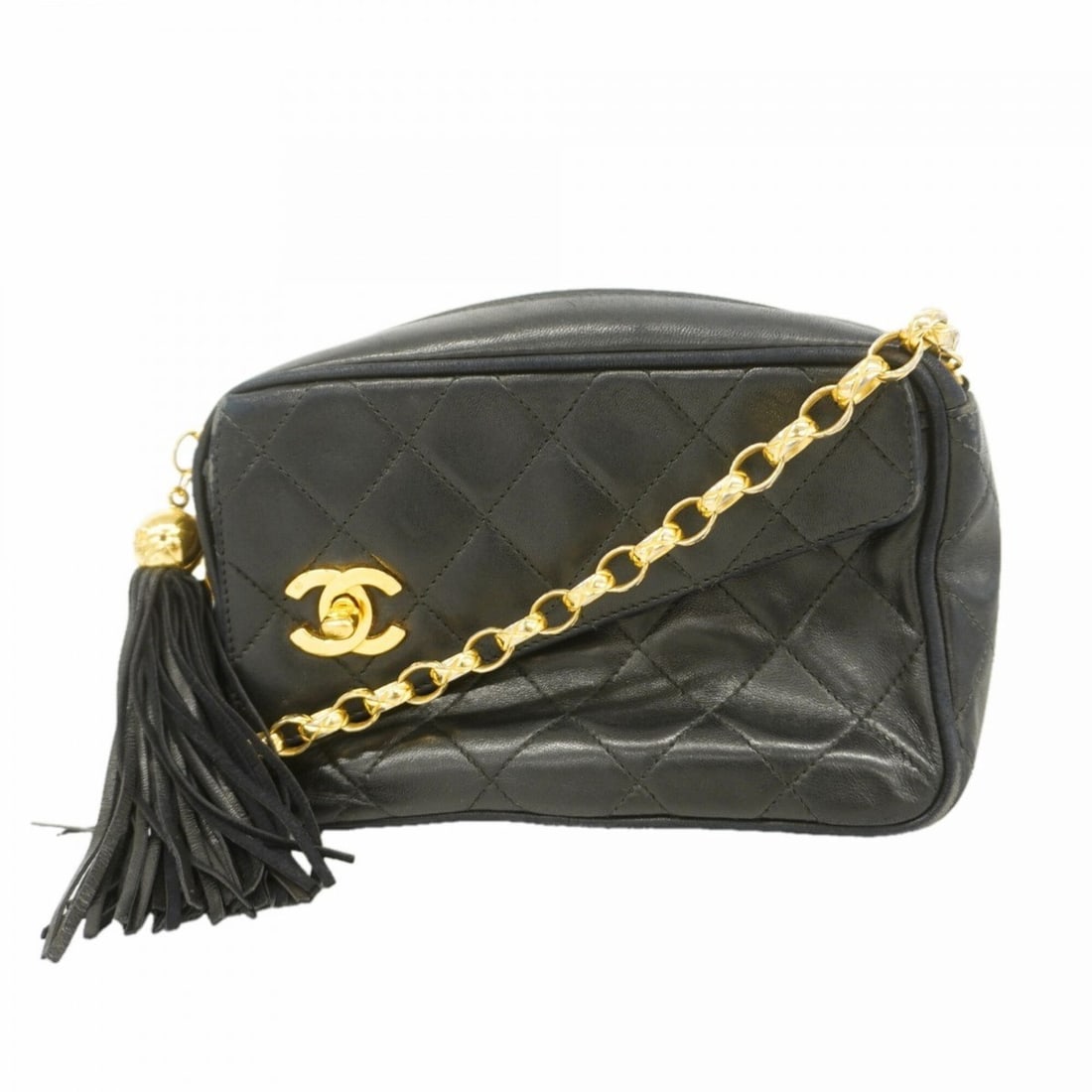 Chanel Matelassé Shoulder Bag with Chain Strap, Lambskin, Black, Women's: --- Catalog ---Category: SizeSize (HxWxD): 13cm x 18.5cm x 8cm / 5.11'' x 7.28'' x 3.14''Category: DesignType: Shoulder bagColor: BlackGender: WomenMaterial: Leather Hardware Color: GoldLeather/Fur Ty
