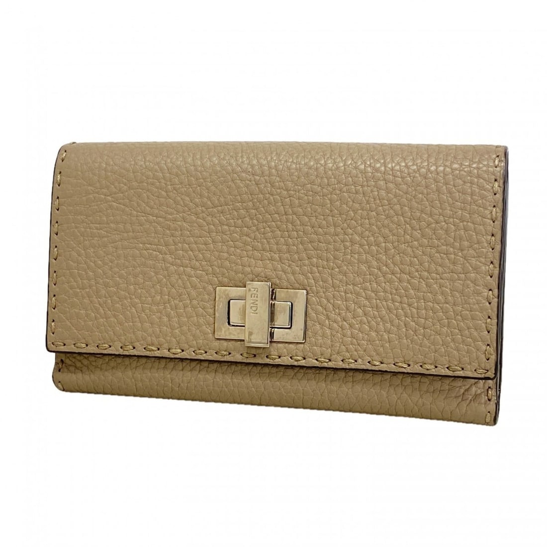 Fendi Selleria Peekaboo Leather Long Wallet, Beige, Women's: --- Catalog ---Category: SizeSize (HxWxD): 11cm x 18cm x 3.5cm / 4.33'' x 7.08'' x 1.37''Category: DesignType: Long wallet (bi-fold)Color: BeigeGender: WomenMaterial: Leather Category: GeneralBrand: F