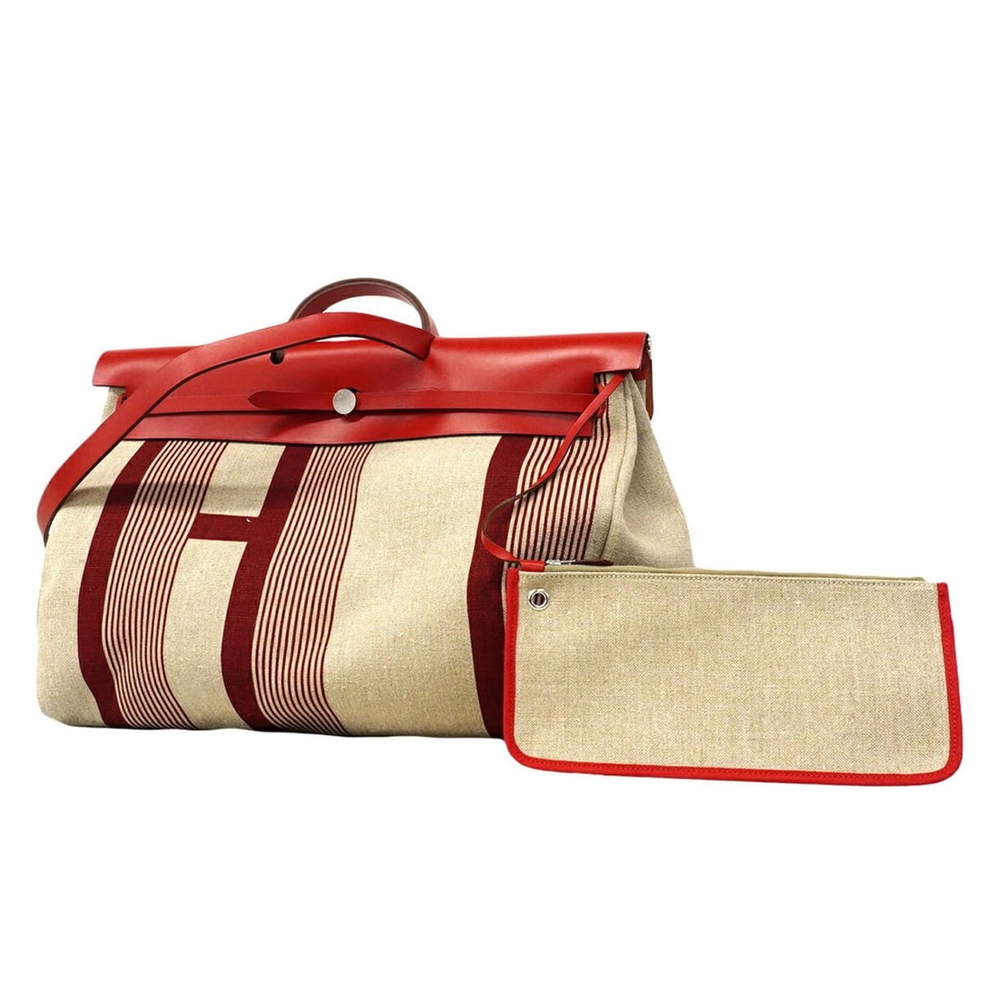 Hermes Herback Zip GM Canvas Handbag, Red, D Stamp, Women's: --- Catalog ---Category: SizeSize (HxWxD): 39cm x 48.5cm x 22.5cm / 15.35'' x 19.09'' x 8.85''Category: DesignType: HandbagColor: Red colorGender: WomenMaterial: Canvas Hardware Color: SilverCategory:
