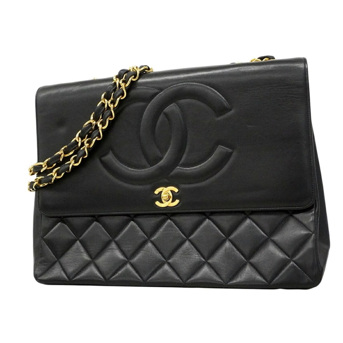 Chanel Shoulder Bag, Large Matelassé, Lambskin, Black, Women's (1 of 15)