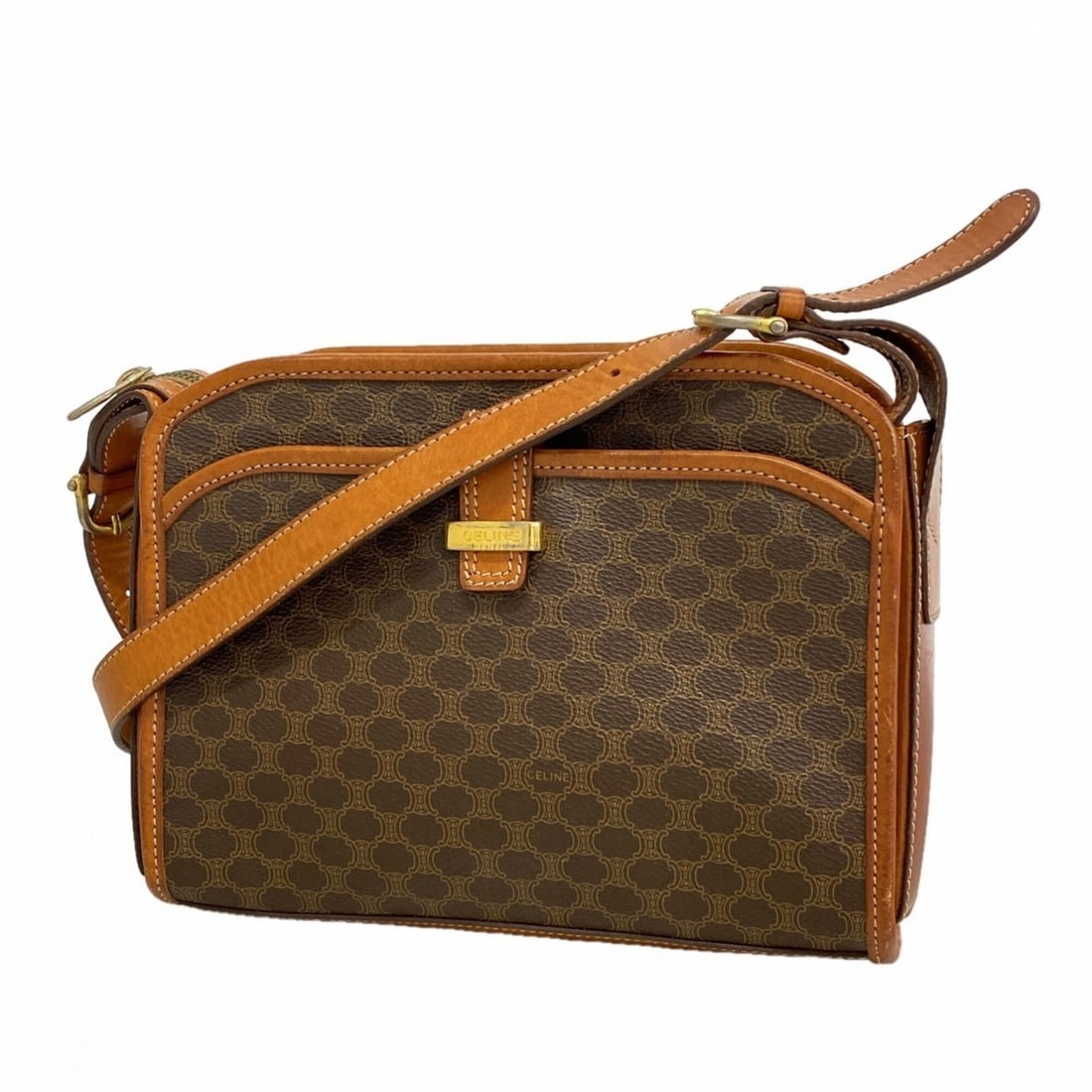 Celine Macadam Shoulder Bag, Brown, Women's: --- Catalog ---Category: SizeSize (HxWxD): 18cm x 23.5cm x 5.5cm / 7.08'' x 9.25'' x 2.16''Category: DesignType: Shoulder bagColor: BrownGender: WomenMaterial: PVC Hardware Color: GoldCategory: Genera