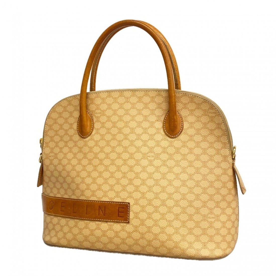 Celine Macadam handbag, beige, women's.: --- Catalog ---Category: SizeSize (HxWxD): 24.5cm x 31cm x 13cm / 9.64'' x 12.2'' x 5.11''Category: DesignType: HandbagColor: BeigeGender: WomenMaterial: PVC Hardware Color: GoldCategory: GeneralBrand