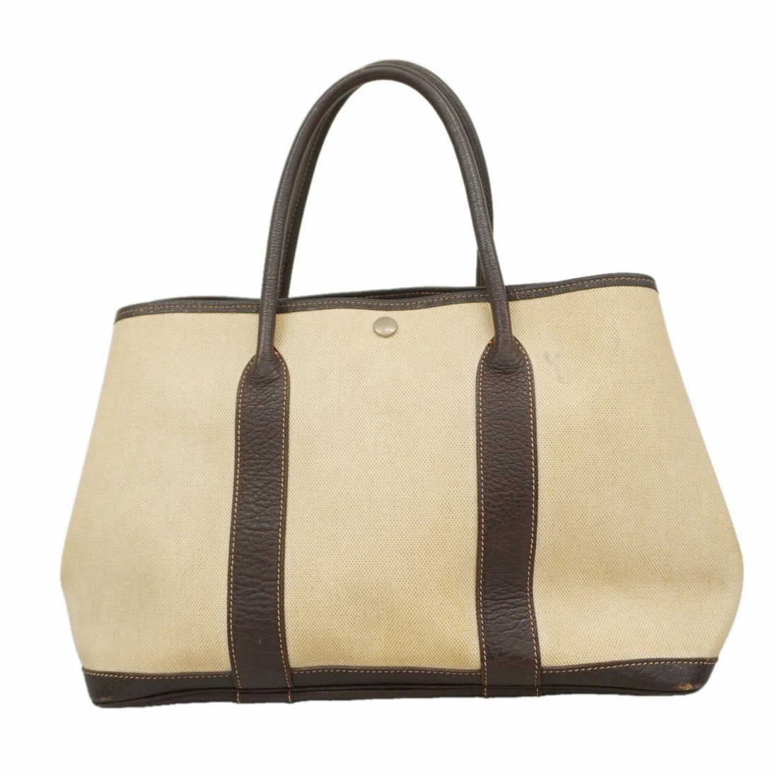 Hermes Garden MM Tote Bag, Toile H Brown, ?F stamp, Women's.: --- Catalog ---Category: SizeSize (HxWxD): 25cm x 37cm x 18cm / 9.84'' x 14.56'' x 7.08''Category: DesignType: Tote bagColor: BrownGender: WomenMaterial: Toile H Hardware Color: SilverCategory: Genera