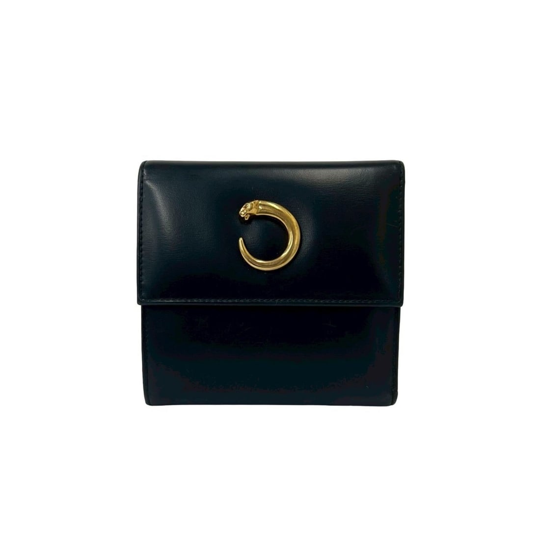 CARTIER Vintage Panther Line Leather Tri-fold Wallet (Black, 42105): --- Catalog ---Category: SizeSize (HxWxD): 10cm x 10cm x 2cm / 3.93'' x 3.93'' x 0.78''Category: DesignType: Wallet (tri-fold)Color: BlackGender: WomenMaterial: Leather Category: GeneralBrand: Cartier