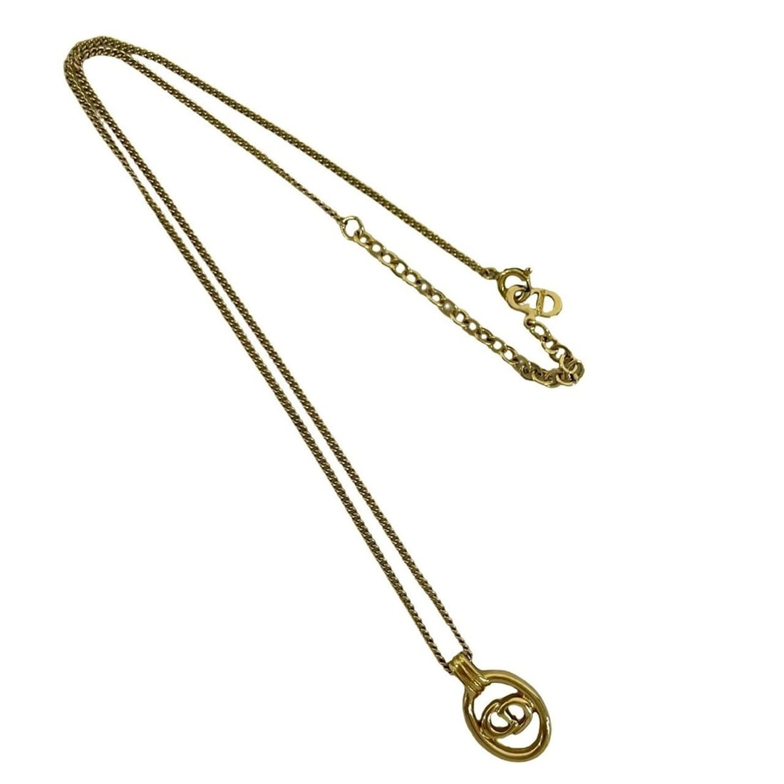 Christian Dior Vintage CD Logo GP Necklace Pendant Accessory Gold 75454 (1 of 5)
