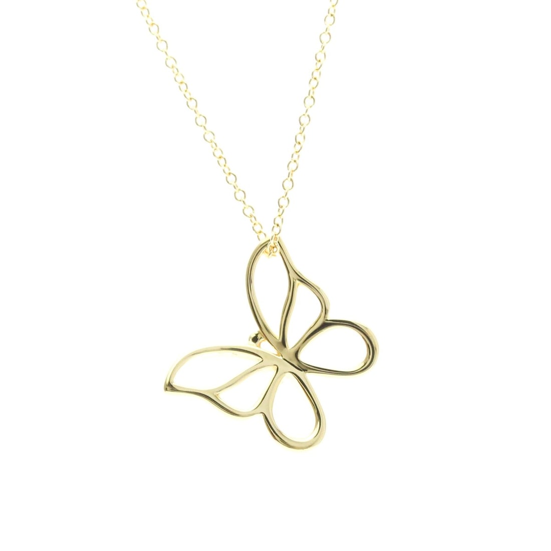 Tiffany Butterfly Necklace Yellow Gold (18K) No Stone Men,Women Fashion Necklace (Gold): --- Catalog ---Category: SizeWeight: 3.7g / 0.13oz.Pendant Size: 14mm x 17mm / 0.55'' x 0.66''Neck Circumference: 40 cm / 15.74''Category: DesignColor: GoldMetal: GoldStone: No StoneStyle: FashionGend