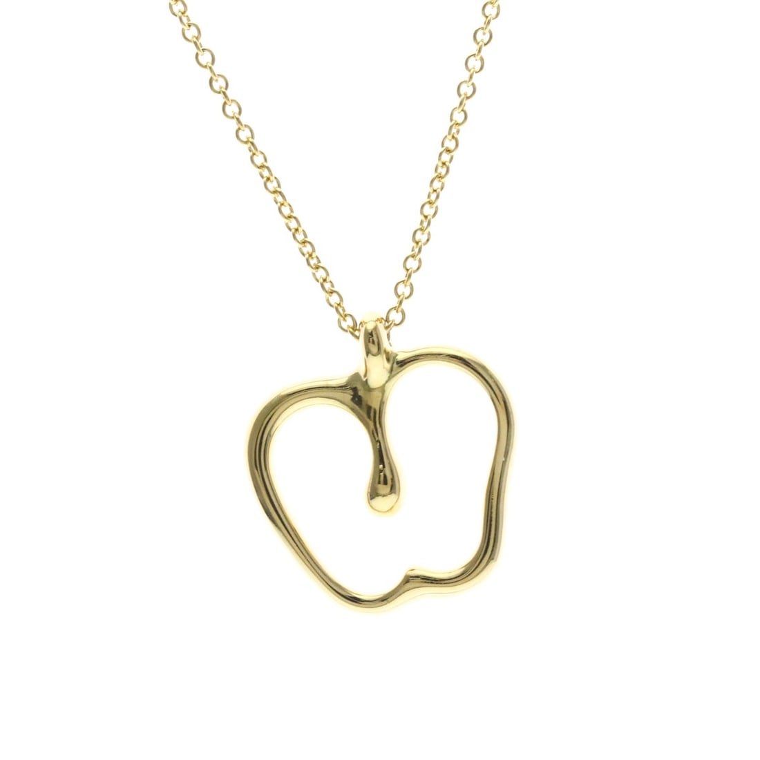Tiffany Apple Necklace Yellow Gold (18K) No Stone Men,Women Fashion Necklace (Gold): --- Catalog ---Category: SizeWeight: 3.8g / 0.13oz.Pendant Size: 18mm x 16.2mm / 0.7'' x 0.63''Neck Circumference: 40 cm / 15.74''Category: DesignColor: GoldMetal: GoldStone: No StoneStyle: FashionGen