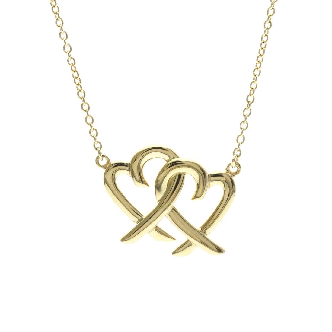 Tiffany Double Loving Heart Necklace Yellow Gold (18K) No Stone Women,Men Fashion Necklace (Gold): --- Catalog ---Category: SizeWeight: 3.6g / 0.12oz.Pendant Size: 13mm x 16mm / 0.51'' x 0.62''Neck Circumference: 46 cm / 18.11''Category: DesignColor: GoldMetal: GoldStone: No StoneStyle: FashionGend