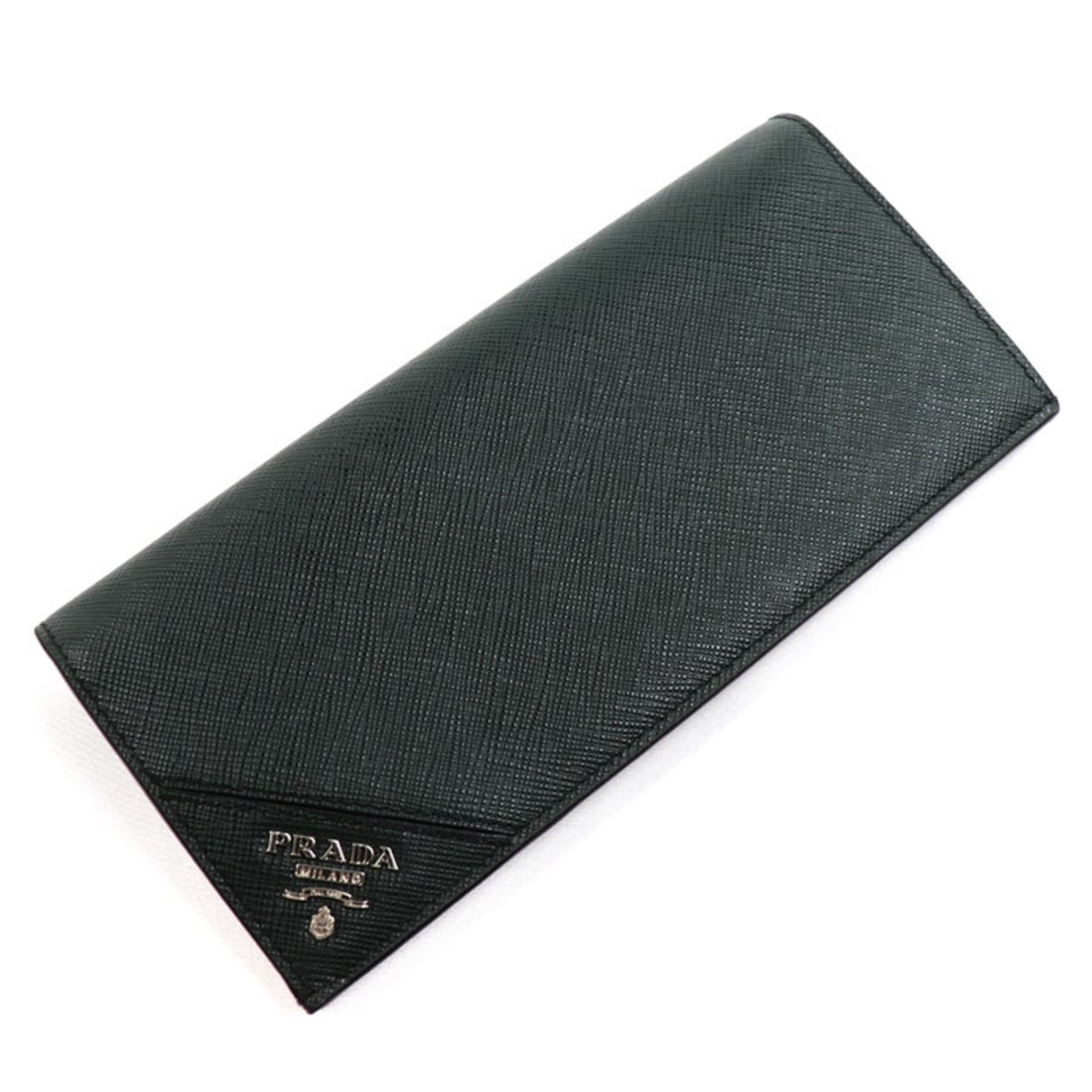 PRADA Prada Saffiano Leather Wallet Long Emerald Green 2MV836_QME_F077U Men's: --- Catalog ---Category: SizeSize (HxWxD): 19cm x 9.5cm / 7.48'' x 3.74''Category: DesignType: Long wallet (bi-fold)Color: Emerald greenGender: MenMaterial: Leather Leather/Fur Type: CalfskinCategory: