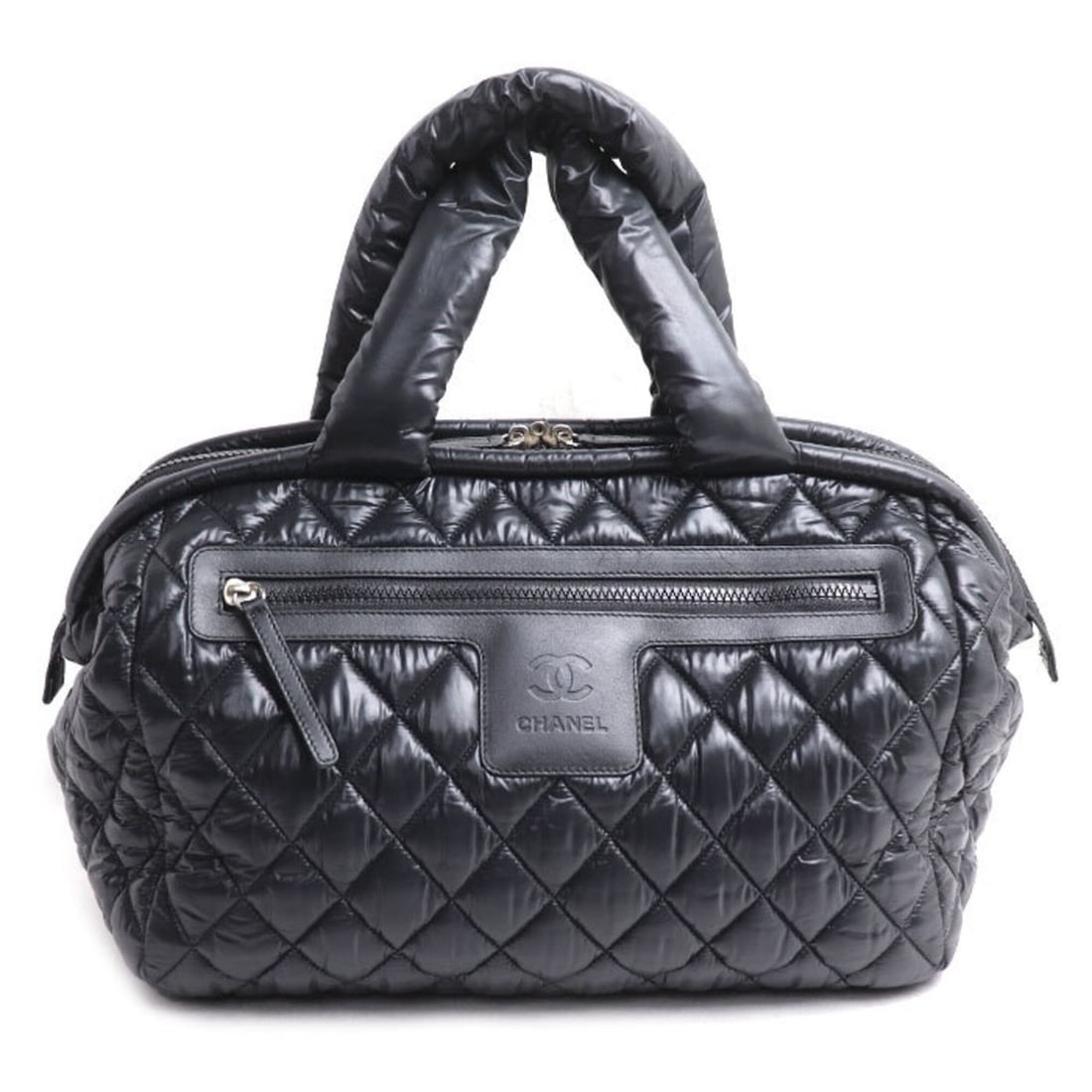 CHANEL Coco Cocoon Handbag, Black, Boston Style, Women's: --- Catalog ---Category: SizeSize (HxWxD): 28cm x 34cm x 18cm / 11.02'' x 13.38'' x 7.08''Category: DesignType: HandbagColor: BlackGender: WomenMaterial: Nylon , Leather Hardware Color: SilverCategory