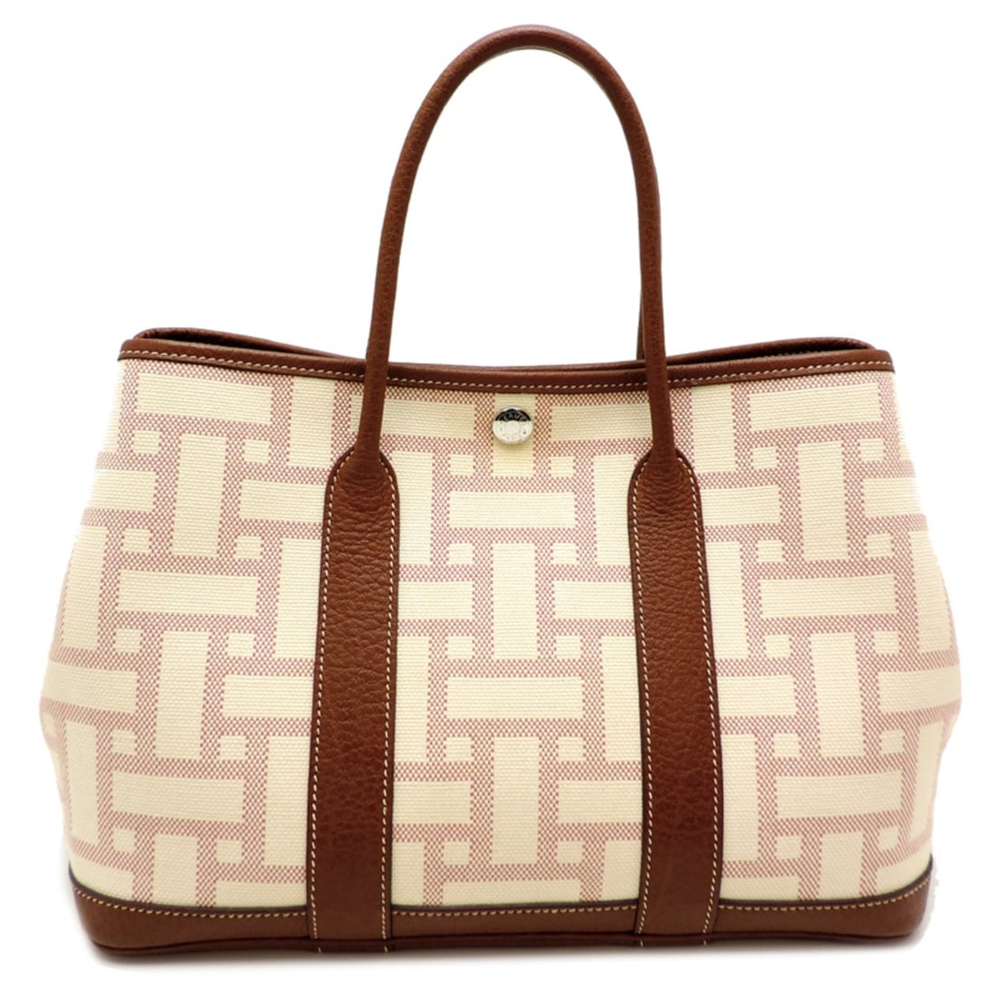 Hermes Garden Party TPM ?L stamp, 2008 model, women's tote bag, Toile Mosaic, Marron (brown): --- Catalog ---Category: SizeSize (HxWxD): 21cm x 28cm x 13cm / 8.26'' x 11.02'' x 5.11''Category: DesignType: Tote bagColor: Brown, Ivory, Marron, PinkGender: WomenMaterial: Buffalo leather Category: