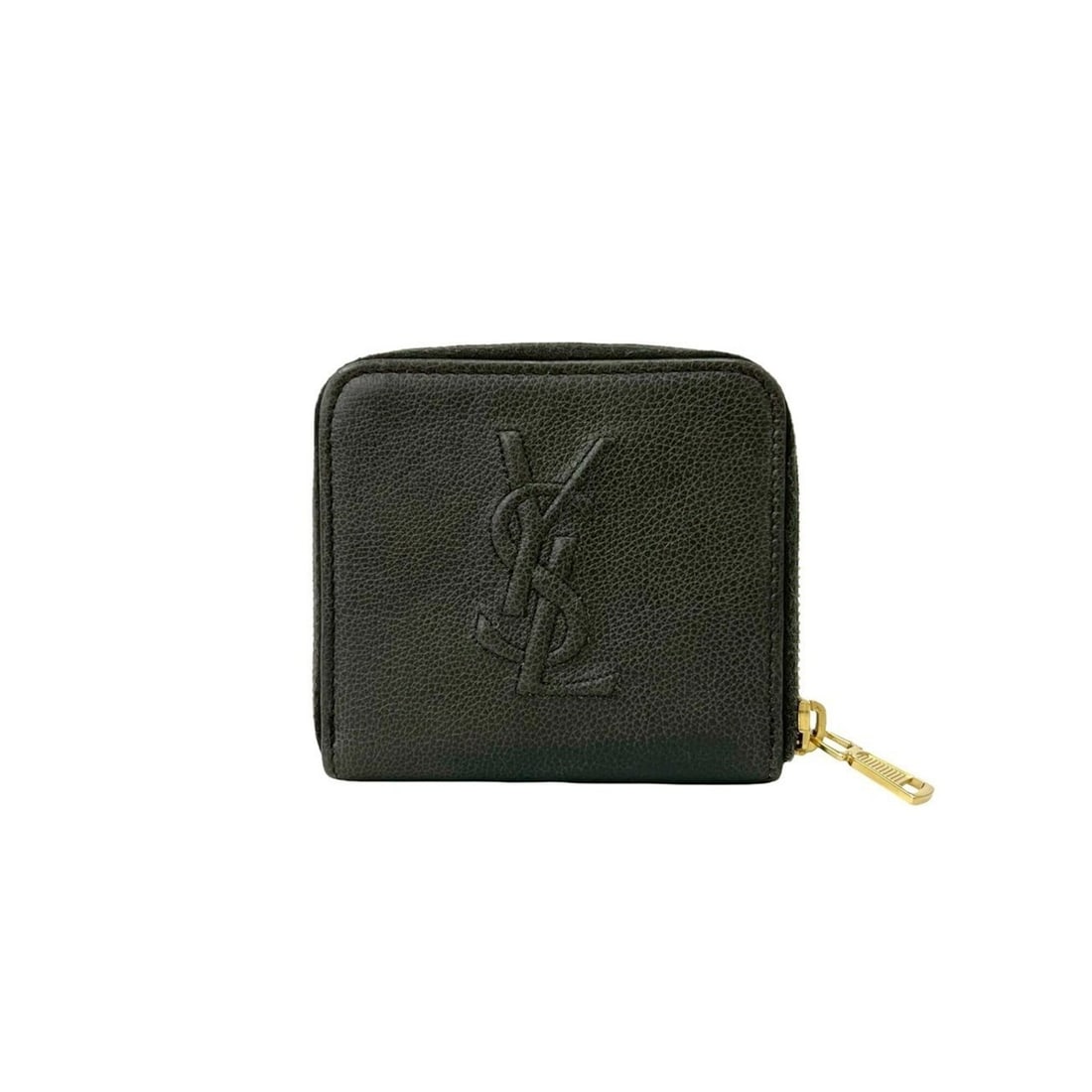 YVES SAINT LAURENT YSL Logo Leather Round Zip Bi-fold Wallet Mini Gray 07758: --- Catalog ---Category: SizeSize (HxWxD): 9.5cm x 10.5cm x 2.5cm / 3.74'' x 4.13'' x 0.98''Category: DesignType: Wallet (bi-fold)Color: GrayGender: WomenMaterial: Leather Category: GeneralBrand: Yves
