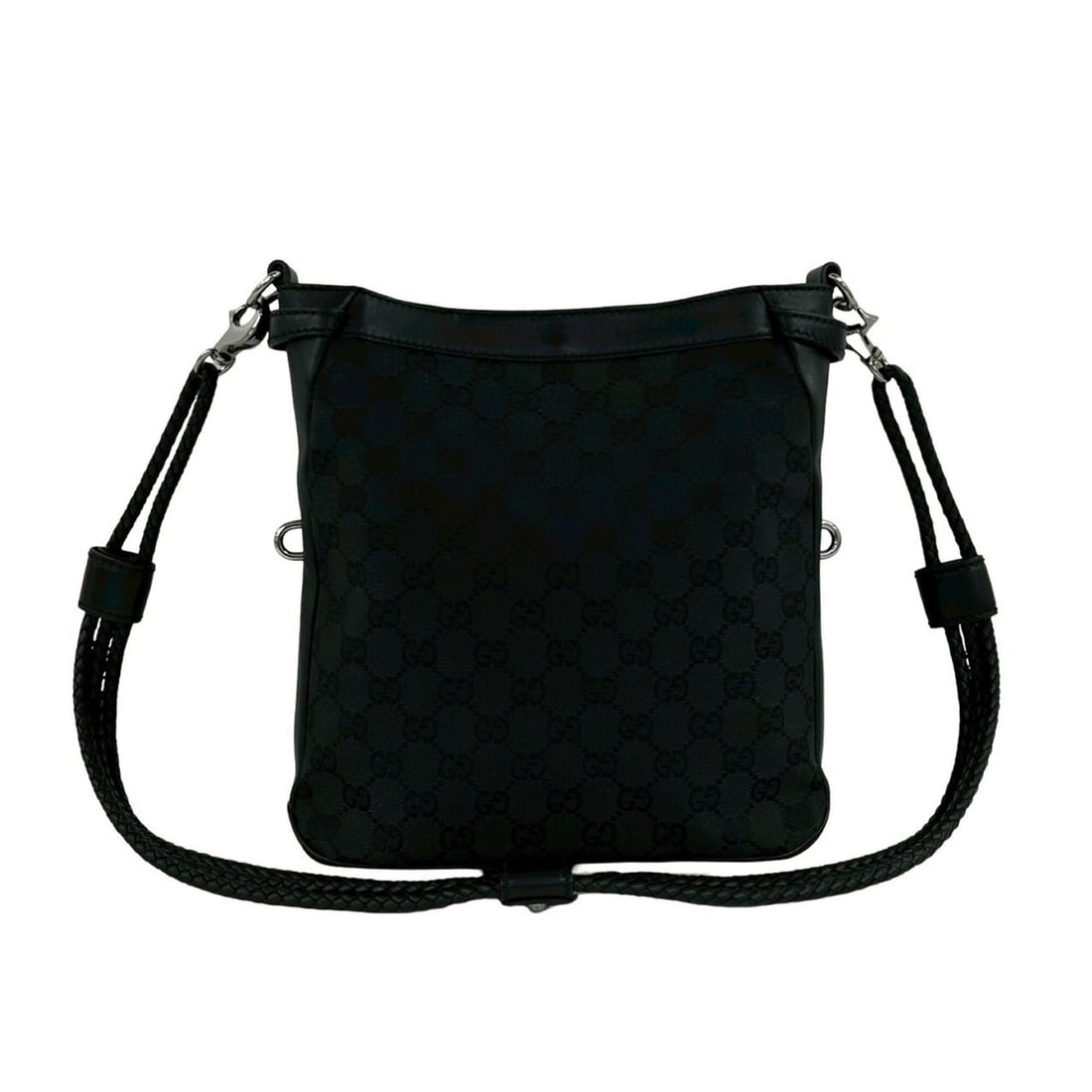 GUCCI GG Canvas Leather Genuine Shoulder Bag Sacoche Pouch Crossbody Black 74349: --- Catalog ---Category: SizeSize (HxWxD): 25.5cm x 26.5cm x 5.5cm / 10.03'' x 10.43'' x 2.16''Category: DesignType: Pochette, Shoulder bagColor: BlackGender: WomenMaterial: Canvas , Leather Category: