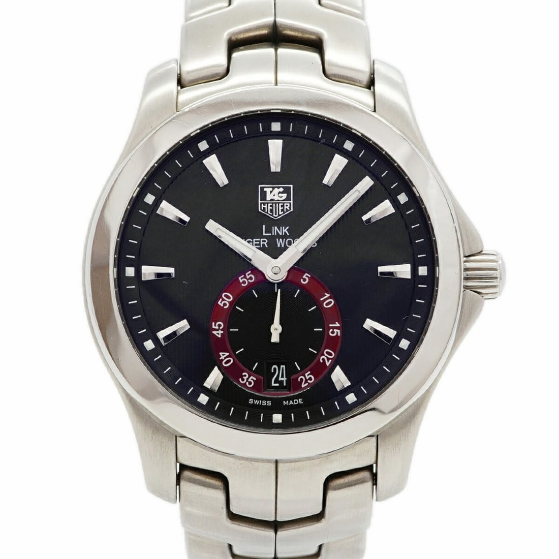 TAG Heuer Link Tiger Woods Model WJF211D Black Dial Men's Watch: --- Catalog ---Category: SizeWrist Size: 16.5cm / 6.49''Case Diameter: 38.7mm / 1.52''Category: DesignType: WristwatchGender: MenColor (Dial): BlackMaterial (Band): Stainless steelCategory: GeneralMPN