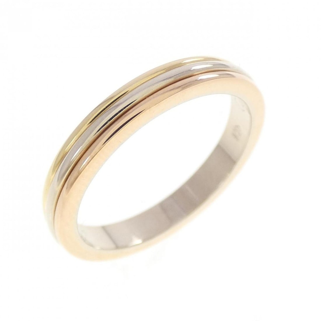 Cartier Three Gold Wedding Ring: --- Catalog ---Category: SizeUS Size: 5.5Brand Size: 50Category: DesignType: Band ringGender: WomenMaterial: Pink gold (18K), White gold (18K), Yellow gold (18K)Category: GeneralMPN: B4209900Brand: