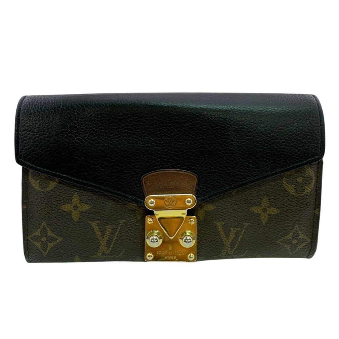 LOUIS VUITTON M58415 Portefeuille Pallas Flap Lock Bi-fold Monogram Long Wallet, Black: --- Catalog ---Category: SizeSize (HxWxD): 10.5cm x 19cm / 4.13'' x 7.48''Category: DesignColor: Black, Brown, MonogramGender: WomenMaterial: Monogram , Leather Category: GeneralMPN: M58415Brand: Loui