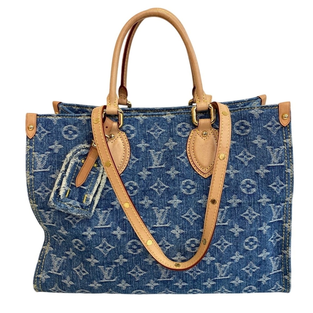 LOUIS VUITTON M46871 OnTheGo MM 2-way Shoulder Bag Monogram Denim Tote Blue: --- Catalog ---Category: SizeSize (HxWxD): 26cm x 34cm x 14cm / 10.23'' x 13.38'' x 5.51''Category: DesignType: Shoulder bag, Tote bagColor: BlueGender: Women,MenMaterial: Monogram Denim , Leather Har