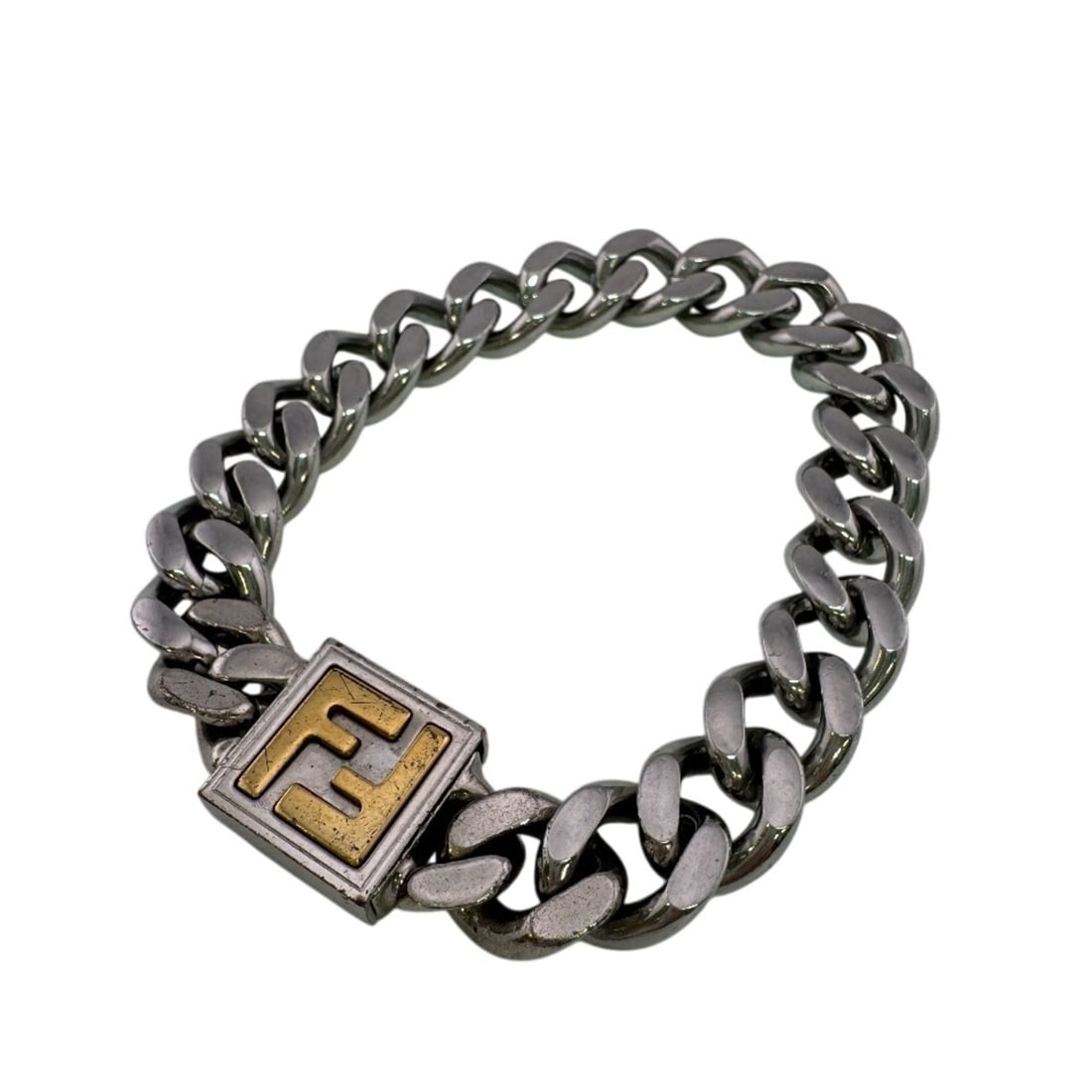 FENDI FF logo bracelet, silver: --- Catalog ---Category: SizeLength: 23.3cm / 9.17''Category: DesignType: Charm braceletColor: GoldGender: MenMaterial: MetalColor Grade: LCategory: GeneralBrand: Fendi--- Item List ---Section: Condit