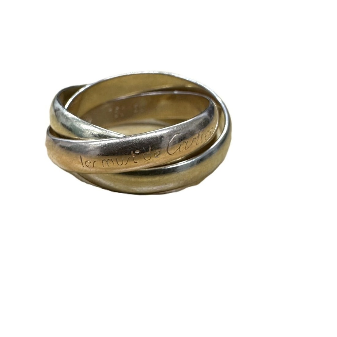CARTIER Trinity Ring #50, 18K Gold, 7.05g: --- Catalog ---Category: SizeWeight: 7.05g / 0.24oz.US Size: 5.5Brand Size: 50Category: DesignType: Band ringGender: WomenMetal Purity: 18KCategory: GeneralBrand: Cartier--- Item List ---Section: Cond